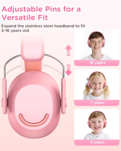 Pink Kids Ear Protection Muffs SNR 30dB for Concerts & Events - 1 Pack