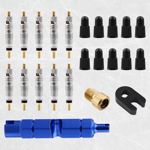 Presta Valve Core Repair Kit - 10 Valve Cores & Tools