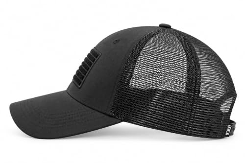 Highland Tactical American Flag Trucker Mesh Hat One Size Black