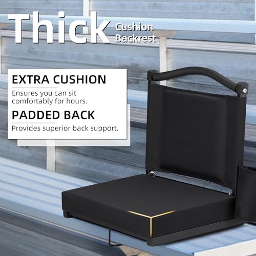Stadium Seats with Back Support & Thick Cushion - Black, 1 PC