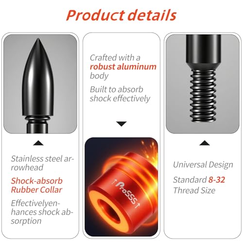 Crossbow Bolt Decocking Head Set - 2 Pack with Steel Tips, Orange