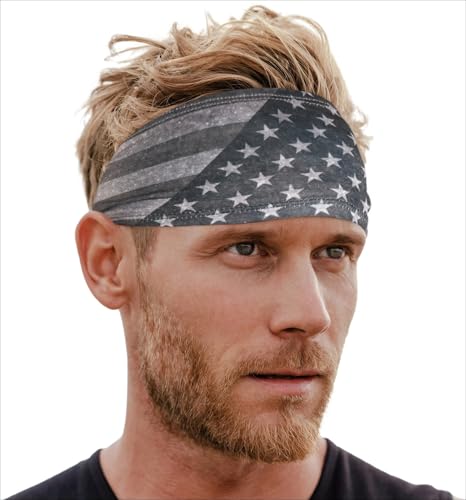 Men's Sweat Headband - USA Flag Gray | Athletic Exercise Band