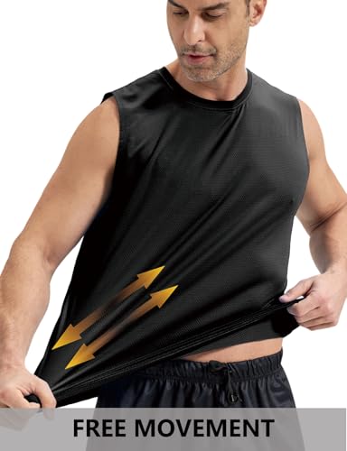 Men's Black X-Large UPF 50+ UV Swim Shirt Tank Top - Sleeveless Water Sports Wear