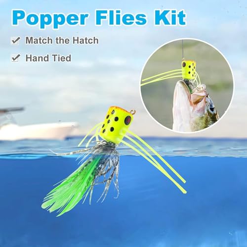 Fly Fishing Poppers Flies, Popper Flies Kit for Trout