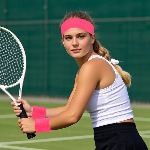 Wicking Sweat Headband & Wristbands Set - Pink
