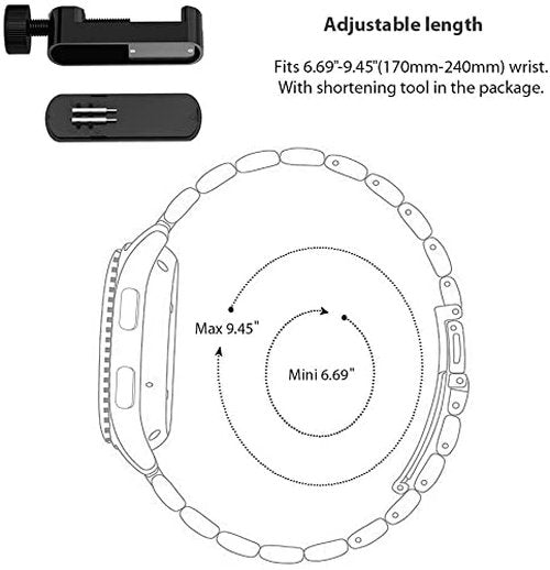 Compatible with IOWODO R30 Pro Bands, Lamshaw 20mm Stainless Steel Metal Replacement Strap Bracelet Compatible with IOWODO R30 Pro, R50 / Compatible for Blackview R50 / Compatible for RLQA 54 1.83" Smart Watch (Gold)