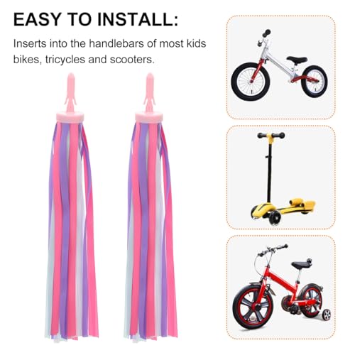 Bicycle Handlebar Streamers - Pink & Purple Polyester Ribbons