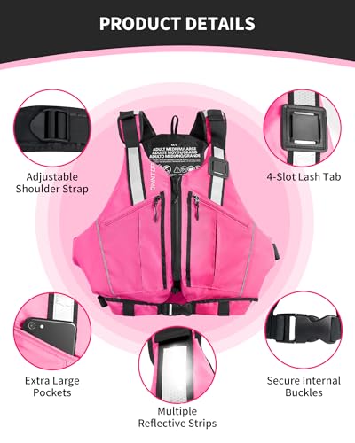 Owntop Pink Adult Swim Vest Medium-Large Unrestricted Arm Movement Lightweight Safety