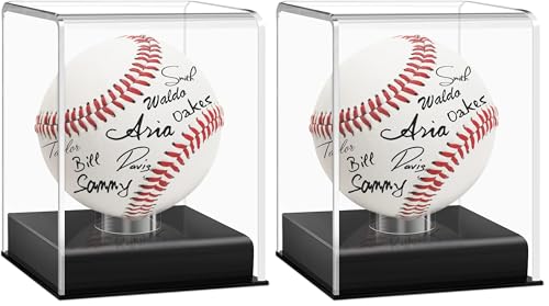 FavorFishFans Pack of 2 UV Protected Acrylic Baseball Display Cases Clear Memorabilia Holder