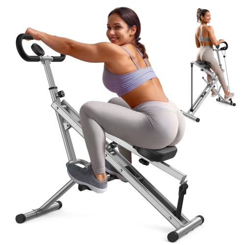 Squat Assist Rower - Foldable Exercise Machine for Glutes & Thighs - Grey