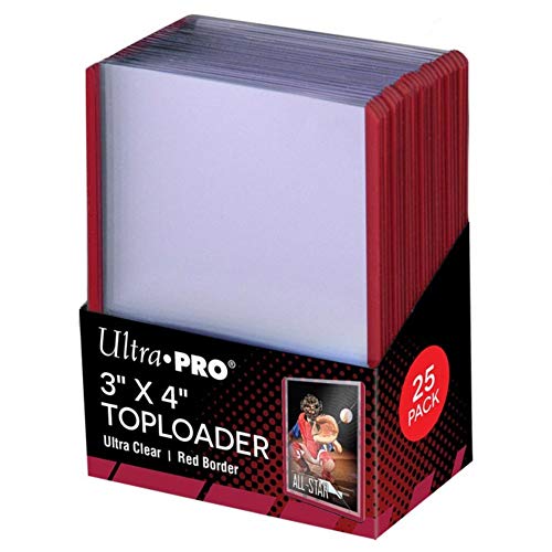 3" x 4" Red Border Toploaders - 25 Count