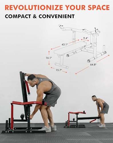 Chest Press Machine with Adjustable Bench - Red