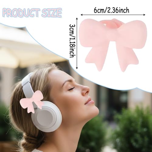 Silicone Bow Headphone Accessories - 3D Pink Bows for Headphones