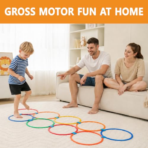 11-Inch Hopscotch Rings Agility Set for Kids Obstacle Course - 10 Pieces with Connectors