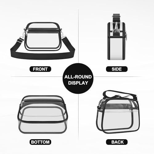 Clear Stadium Bag - Waterproof PVC Handbag - Black Small