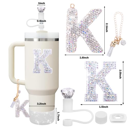 Mity Rain K Accessories Set for Stanley Cup 30/40oz Tumblers - Initials Decorations
