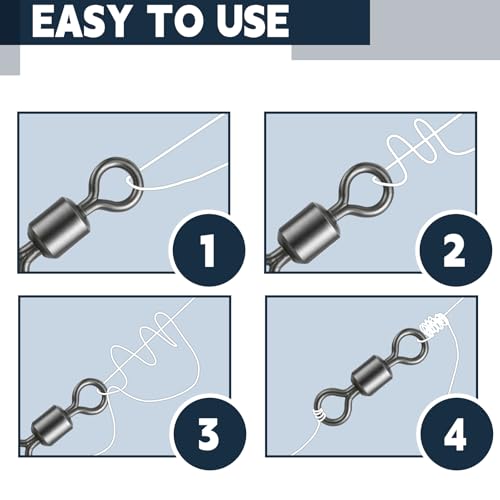 100 Pack Micro Swivels for Fly Fishing - High Strength Black Swivels