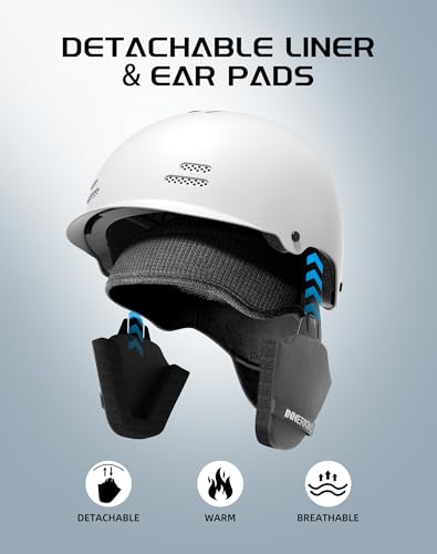 InnerKing Lightweight Ski Helmet for Men and Women with Action Camera Mount - White, Medium
