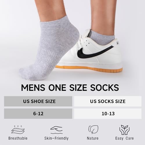 Mens Ankle Socks - Low Cut Cotton Running Socks, 8 Pairs in Black, White, Grey