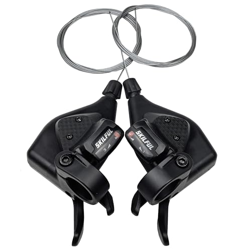 THALOUS 3x7/21 Speed Bicycle Gear Shift Levers Pair No Grips for MTB Road Bike