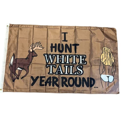 Hunt White Tails Year Round 3x5 ft Polyester Hunting Flag Banner, Outdoor Decor