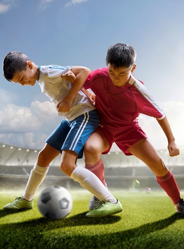 Duufin 8-Pair Youth Knee-High Socks – Soccer, Baseball & Football Team Color Combo (8-10 Years, Black/White/Red/Navy)