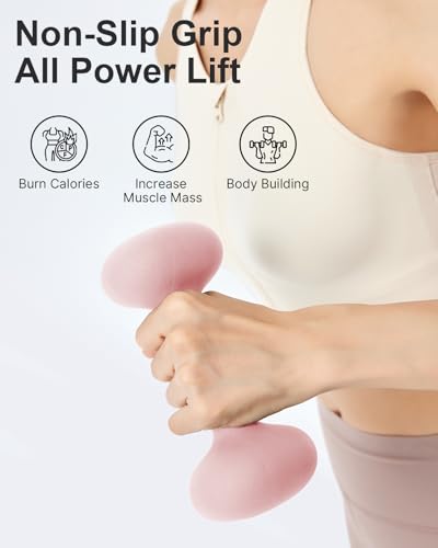YOTTOY 10lb Pink Dumbbell Set of 2 – Non-Slip Neoprene Hand Weights for Women, Home Gym
