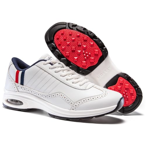 U.Ofeiy Men's White & Blue Lace-Up Golf Shoes - Anti-Slip Outdoor Sneakers