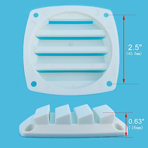Flush Louvered Plastic Thru Vent for Boats - 2 Pcs, White