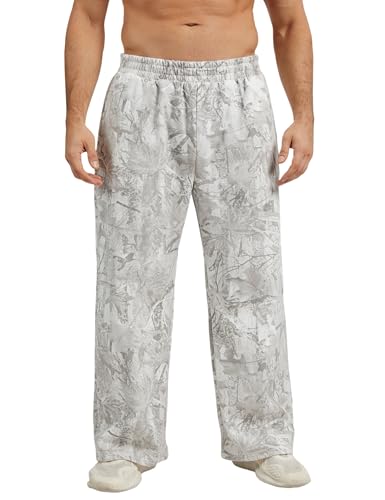 MSBESYOR Mens Light Grey Camo Joggers Small Athletic Sweatpants for Men