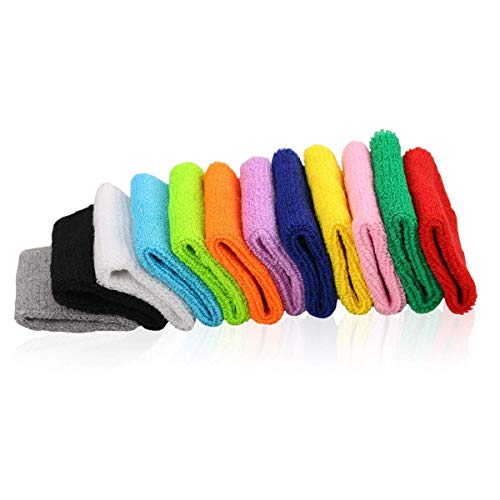 Sports Wristbands - 10 Pairs Cotton Sweat Absorbing Bands