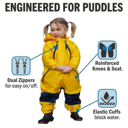 Tuffo Muddy Buddy Kids Waterproof Yellow Rain Suit 4T One-Piece Coverall