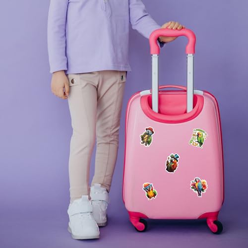 Parrot Stickers 50 Pieces Vinyl Waterproof Decal for Laptop Water Bottle Phone Car Window Bike Motorcycle Stakeboard Scrapbook Parrots Sticker Gifts for Kid Teen Adult