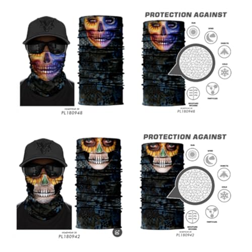 Skull Print Neck Gaiter Face Mask - Yellow Face