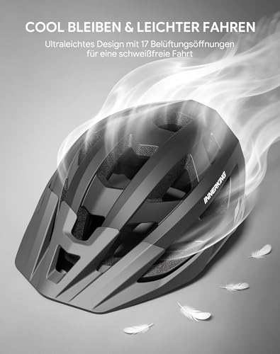 Lightweight Adult Bike Helmet with Rear Light & Goggles - Black, Large