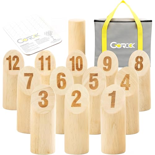 Gorock Numbered Block Toss Game Set for Outside Adults & Family
