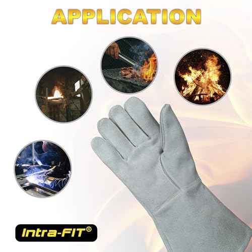 932¢µ/500¡ÆC Heat Resistant gloves, Fire Proof Foundry Leather Gloves for Fireplace,Furnace,Fire Pit,Blacksmith...