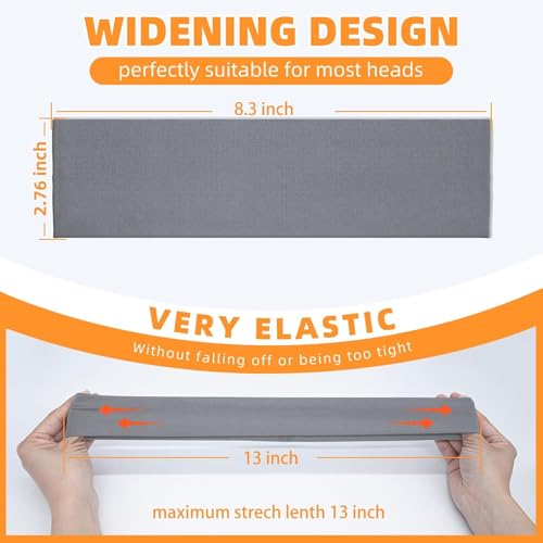 8PCS Elastic Non-Slip Headbands for Women - Black, Navy, Gray, Red, Pink, Green, White