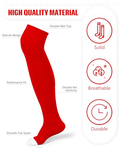 High Football Socks - Medium Size, Red and White