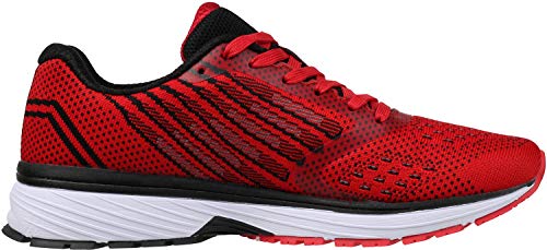 Joomra Men's Supportive Running Shoes - Cushioned Athletic Sneakers, Red, Size 11
