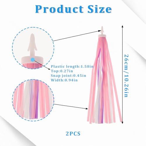 Bike Streamers for Kids - 1 Pair Rainbow Tassel Ribbons - Pink, Purple & White