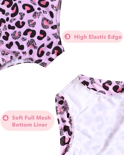 One-Piece Girls Swimsuit - Quick Dry Pink Leopard 7-8 Years