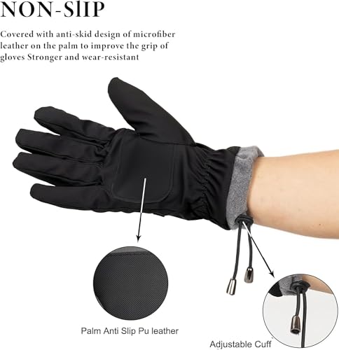 Waterproof Winter Ski Gloves - Touchscreen Thermal Grip - Black, Medium