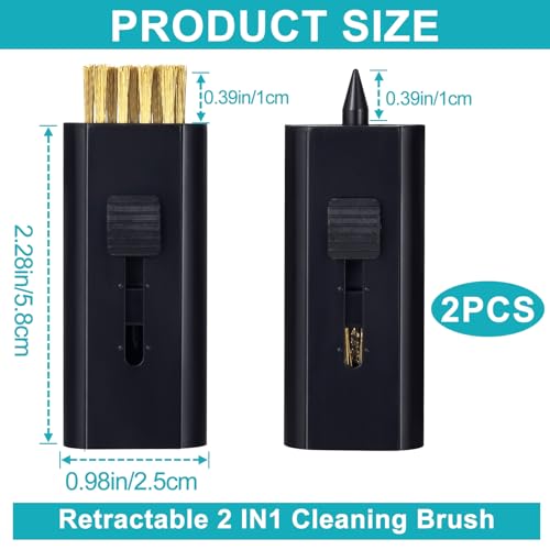 Retractable Golf Club Cleaner Brush - 2 Pack, Black