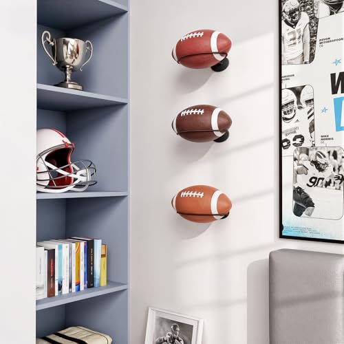 Football Wall Mount Holder - Fits Official & Youth Sizes, Secure Display Rack