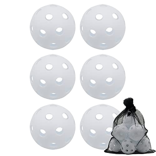 Avesfer 9'' Plastic Practice Baseballs - White 6 Pack Hollow Soft Training Balls