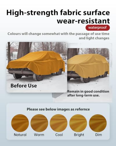 FoundGo 8x10ft Heavy Duty Waterproof Canvas Tarp with Grommets, UV Resistant 22 Mil, Durable Cloth Cover for Car, Roof, Boat, Camping, Woodpile - Tan