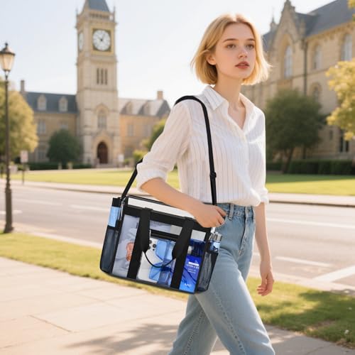 Clear Stadium Event Bag with Zipper & Adjustable Strap - 12" x 6.5" x 11.5"