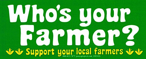 Who's Your Farmer Bumper Sticker - 7.25" x 2.75" Weatherproof Decal