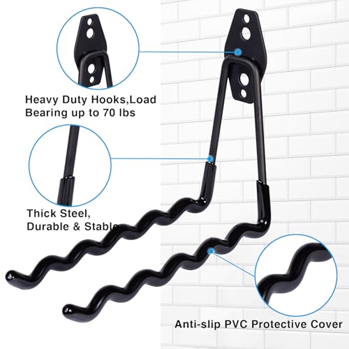 ZHMY Black Tennis Racket Storage Hanger Wall Hooks for Garage & Sports